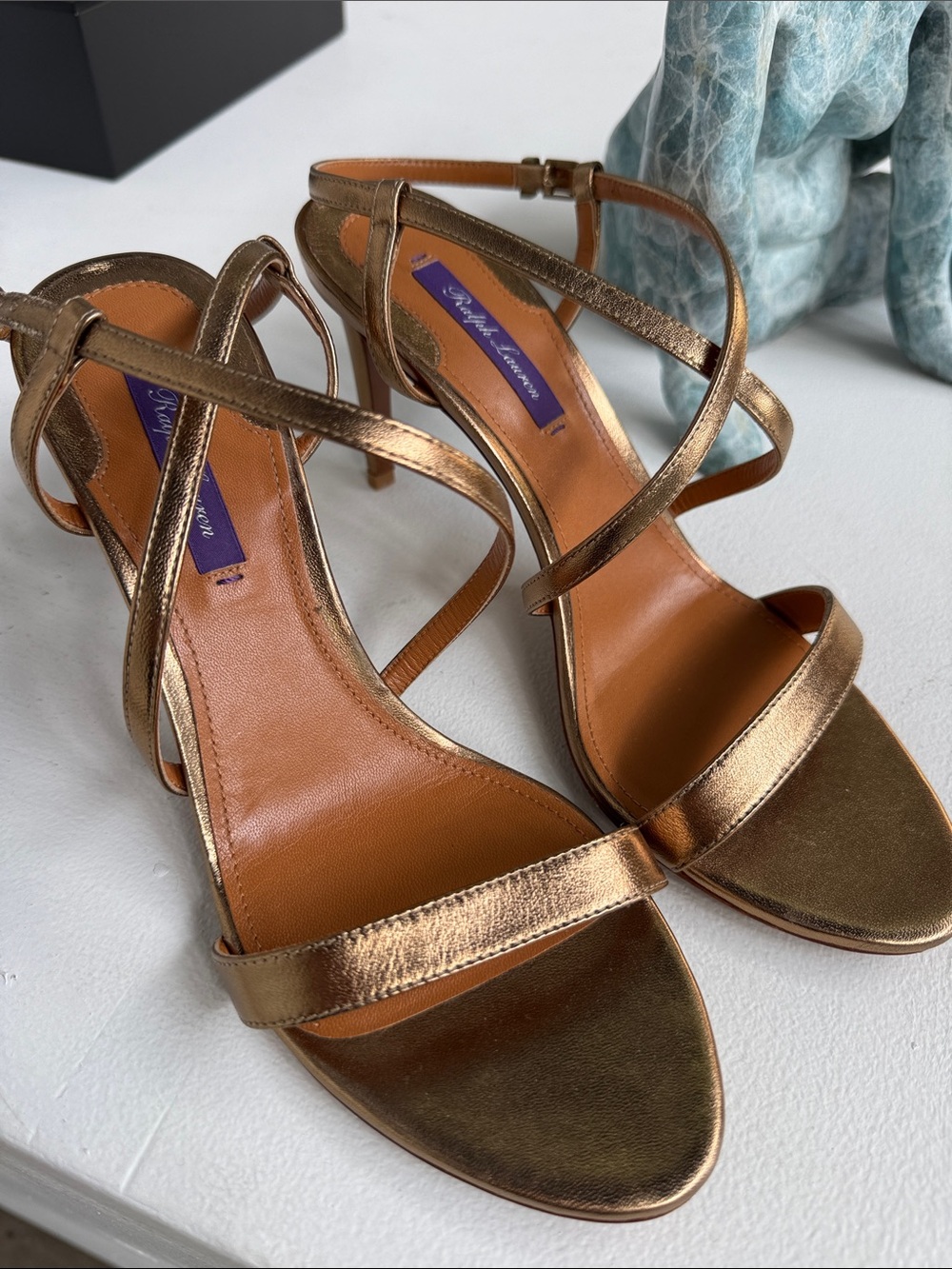 Ralph Lauren Bronze Metallic Strappy Heels